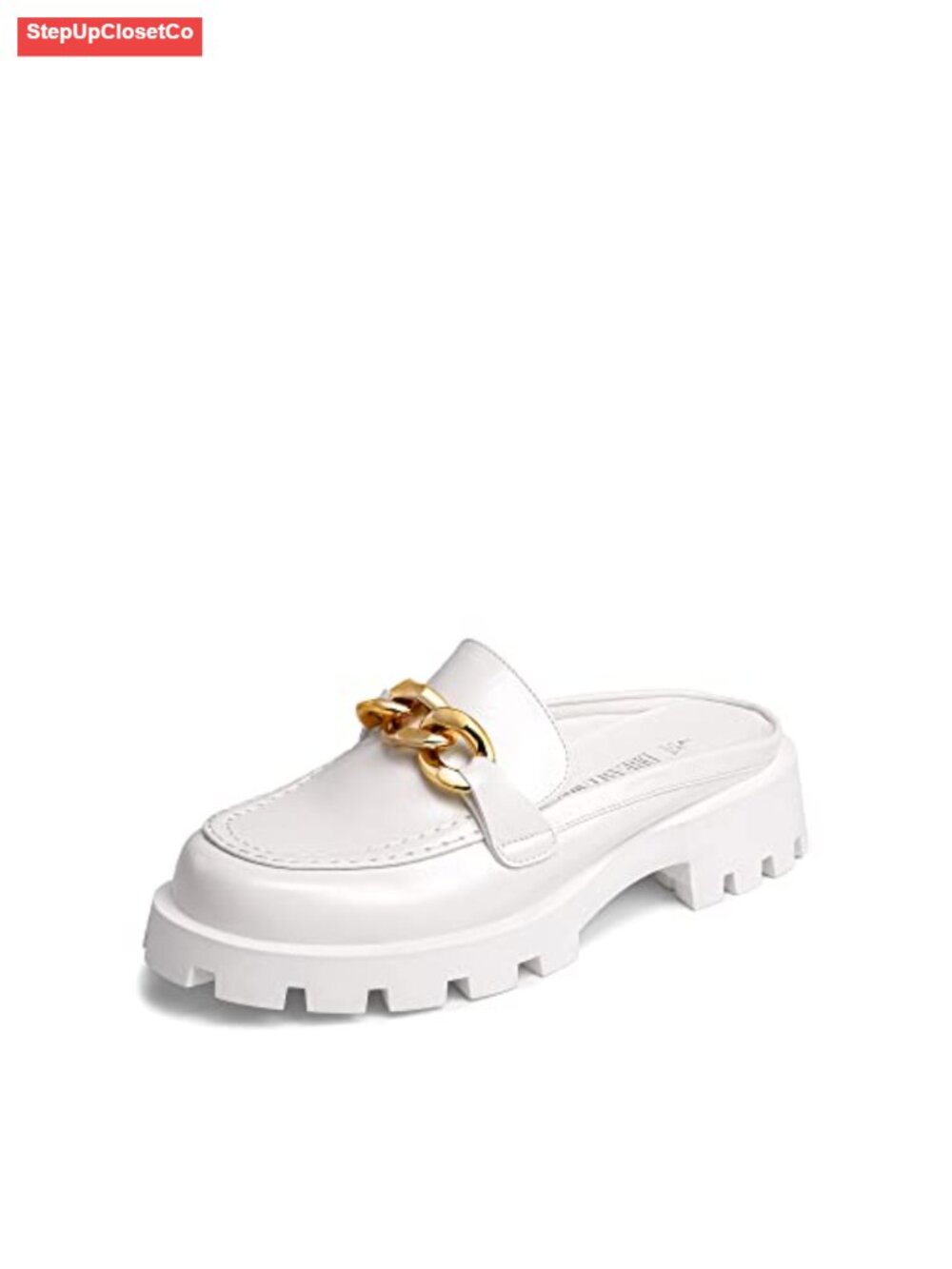 Slip On Chunky Mules Shoes Metallic Detail Non Slip Platform